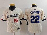 Youth Los Angeles Dodgers #22 Clayton Kershaw Number Cream 2024 City Connect Limited Stitched Jersey,baseball caps,new era cap wholesale,wholesale hats